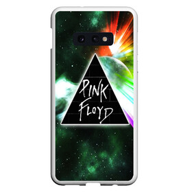 Чехол для Samsung S10E с принтом PINK FLOYD в Курске, Силикон | Область печати: задняя сторона чехла, без боковых панелей | music | pink floyd | the dark side of the moon | космос | луна | музыка | пинк флойд | призма | рок | треугольник | триангулярная призма