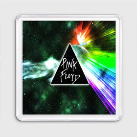 Магнит 55*55 с принтом PINK FLOYD в Курске, Пластик | Размер: 65*65 мм; Размер печати: 55*55 мм | music | pink floyd | the dark side of the moon | космос | луна | музыка | пинк флойд | призма | рок | треугольник | триангулярная призма