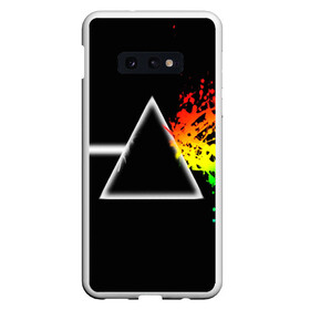 Чехол для Samsung S10E с принтом PINK FLOYD в Курске, Силикон | Область печати: задняя сторона чехла, без боковых панелей | music | pink floyd | the dark side of the moon | космос | луна | музыка | пинк флойд | призма | рок | треугольник | триангулярная призма