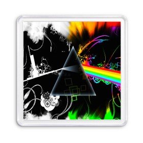 Магнит 55*55 с принтом PINK FLOYD в Курске, Пластик | Размер: 65*65 мм; Размер печати: 55*55 мм | music | pink floyd | the dark side of the moon | космос | луна | музыка | пинк флойд | призма | рок | треугольник | триангулярная призма