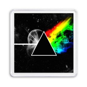 Магнит 55*55 с принтом PINK FLOYD в Курске, Пластик | Размер: 65*65 мм; Размер печати: 55*55 мм | music | pink floyd | the dark side of the moon | космос | луна | музыка | пинк флойд | призма | рок | треугольник | триангулярная призма