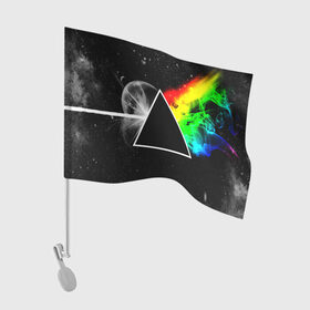 Флаг для автомобиля с принтом PINK FLOYD в Курске, 100% полиэстер | Размер: 30*21 см | music | pink floyd | the dark side of the moon | космос | луна | музыка | пинк флойд | призма | рок | треугольник | триангулярная призма