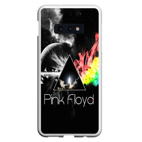 Чехол для Samsung S10E с принтом PINK FLOYD в Курске, Силикон | Область печати: задняя сторона чехла, без боковых панелей | music | pink floyd | the dark side of the moon | космос | луна | музыка | пинк флойд | призма | рок | треугольник | триангулярная призма