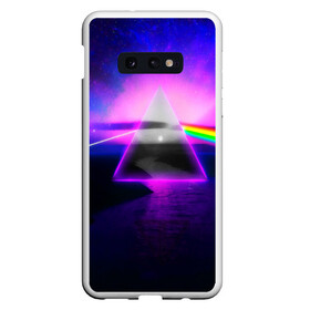 Чехол для Samsung S10E с принтом PINK FLOYD в Курске, Силикон | Область печати: задняя сторона чехла, без боковых панелей | music | pink floyd | the dark side of the moon | космос | луна | музыка | пинк флойд | призма | рок | треугольник | триангулярная призма