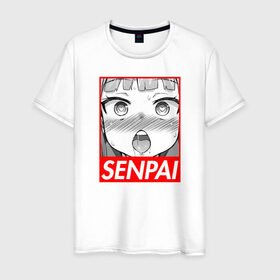 Мужская футболка хлопок с принтом SENPAI в Курске, 100% хлопок | прямой крой, круглый вырез горловины, длина до линии бедер, слегка спущенное плечо. | Тематика изображения на принте: ahegao | anime | japan | manga | sempai | senpai | аниме | ахегао | лицо | манга | семпай | сенпай | япония