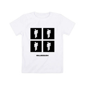 Детская футболка хлопок с принтом Billie Eilish в Курске, 100% хлопок | круглый вырез горловины, полуприлегающий силуэт, длина до линии бедер | billie | eilish | music | ocean eyes | pop | айлиш | беляш | билли | музыка | поп | эмо