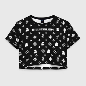 Женская футболка Crop-top 3D с принтом BILLIE EILISH / БИЛЛИ АЙЛИШ в Курске, 100% полиэстер | круглая горловина, длина футболки до линии талии, рукава с отворотами | be | billie | billie eilish | билли | билли айлиш