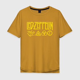Мужская футболка хлопок Oversize с принтом LED ZEPPELIN в Курске, 100% хлопок | свободный крой, круглый ворот, “спинка” длиннее передней части | led zeppelin | джимми пейдж | лед зеппелин
