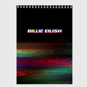 Скетчбук с принтом BILLIE EILISH (Glitch) в Курске, 100% бумага
 | 48 листов, плотность листов — 100 г/м2, плотность картонной обложки — 250 г/м2. Листы скреплены сверху удобной пружинной спиралью | Тематика изображения на принте: 