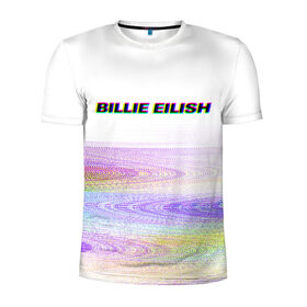 Мужская футболка 3D спортивная с принтом BILLIE EILISH (Glitch) в Курске, 100% полиэстер с улучшенными характеристиками | приталенный силуэт, круглая горловина, широкие плечи, сужается к линии бедра | all | asleep | bad | bellyache | billie | blohsh | dont | eilish | eyes | fall | guy | logo | music | ocean | singer | smile | when | айлиш | били | билли | бэрд | лого | музыка | пайрат | певица | символ | эйлиш