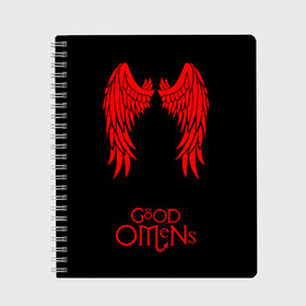 Тетрадь с принтом GOOD OMENS в Курске, 100% бумага | 48 листов, плотность листов — 60 г/м2, плотность картонной обложки — 250 г/м2. Листы скреплены сбоку удобной пружинной спиралью. Уголки страниц и обложки скругленные. Цвет линий — светло-серый
 | good omens | благие знамения | терри пратчетт