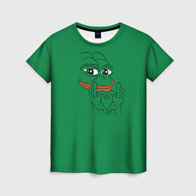 Женская футболка 3D с принтом PepeLove в Курске, 100% полиэфир ( синтетическое хлопкоподобное полотно) | прямой крой, круглый вырез горловины, длина до линии бедер | feels bad man | feels good man | pepe | pepe the frog | sad pepe | грустная лягушка | пепе