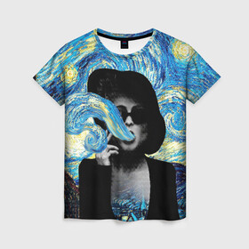 Женская футболка 3D с принтом Марла на картине Ван Гога в Курске, 100% полиэфир ( синтетическое хлопкоподобное полотно) | прямой крой, круглый вырез горловины, длина до линии бедер | ван гог | вангог | звездная ночь | картина | марла | марла сингер | модернизм | постмодерн | художник | экспонат | экспрессионизм