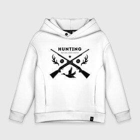 Детское худи Oversize хлопок с принтом Hunting. Natural Born Hunter в Курске, френч-терри — 70% хлопок, 30% полиэстер. Мягкий теплый начес внутри —100% хлопок | боковые карманы, эластичные манжеты и нижняя кромка, капюшон на магнитной кнопке | hunter | natural born hunter | звезда | оружие | охота | охотник | птица | рога | ружье | селезень | трофей | утка | хобби