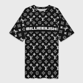 Платье-футболка 3D с принтом BILLIE EILISH в Курске,  |  | be | billie | billie eilish | blohsh | brand | france | logo | louis vuitton | lv | pattern | билли | билли айлиш | бренд | лв | лого | лоуис вуиттон | луи вуиттон | мода | паттерн | фигуры | франция