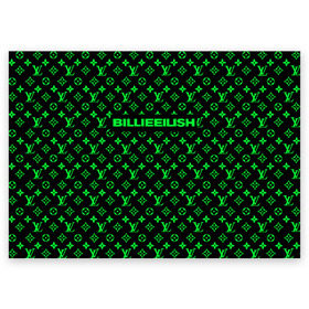 Поздравительная открытка с принтом BILLIE EILISH в Курске, 100% бумага | плотность бумаги 280 г/м2, матовая, на обратной стороне линовка и место для марки
 | Тематика изображения на принте: be | billie | billie eilish | blohsh | brand | france | logo | louis vuitton | lv | pattern | билли | билли айлиш | бренд | лв | лого | лоуис вуиттон | луи вуиттон | мода | паттерн | фигуры | франция