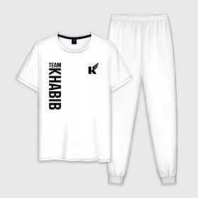 Мужская пижама хлопок с принтом Team Khabib в Курске, 100% хлопок | брюки и футболка прямого кроя, без карманов, на брюках мягкая резинка на поясе и по низу штанин
 | 