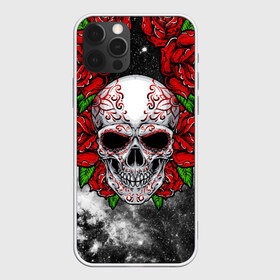 Чехол для iPhone 12 Pro Max с принтом Skull and Roses в Курске, Силикон |  | Тематика изображения на принте: flowers | muertos | roses | skull | space | tribal | звезды | космос | лепестки | муэртос | розы | трайбл | цветы | череп