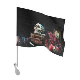 Флаг для автомобиля с принтом ГОТИКА в Курске, 100% полиэстер | Размер: 30*21 см | abstract | abstraction | bones | fantasy | skull | голова | кости | скилет | череп