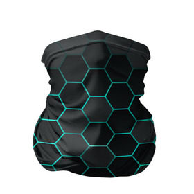 Бандана-труба 3D с принтом Big Octagon в Курске, 100% полиэстер, ткань с особыми свойствами — Activecool | плотность 150‒180 г/м2; хорошо тянется, но сохраняет форму | octagon | бирюзовый | неон | неоновые соты | соты