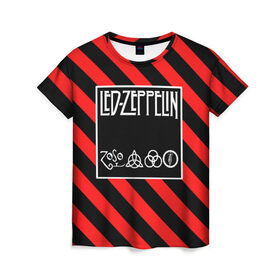 Женская футболка 3D с принтом Led Zeppelin в Курске, 100% полиэфир ( синтетическое хлопкоподобное полотно) | прямой крой, круглый вырез горловины, длина до линии бедер | 