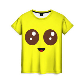 Женская футболка 3D с принтом Peely Fortnite в Курске, 100% полиэфир ( синтетическое хлопкоподобное полотно) | прямой крой, круглый вырез горловины, длина до линии бедер | Тематика изображения на принте: banana | battle royale | fortnite | game | банан | батл рояль | глаза | игра | лицо | роял | фортнайт