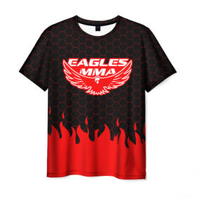 Мужская футболка 3D с принтом EAGLES MMA ХАБИБ в Курске, 100% полиэфир | прямой крой, круглый вырез горловины, длина до линии бедер | eagles mma | khabib | khabib nurmagomedov | mma | мма | хабиб | хабиб нурмагомедов