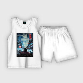Детская пижама с шортами хлопок с принтом Blade Runner в Курске,  |  | 2049 | blade runner | cyberpunk | андроид | бегущий по лезвию | кей | киберпанк | репликант | рик декарт