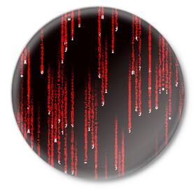 Значок с принтом МАТРИЧНЫЙ КОД в Курске,  металл | круглая форма, металлическая застежка в виде булавки | hugo weaving | pc | the matrix | код | компьютеры | матрица | матрица 4 | программист | программный код | цифры