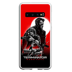 Чехол для Samsung Galaxy S10 с принтом Terminator Dark Fate в Курске, Силикон | Область печати: задняя сторона чехла, без боковых панелей | Тематика изображения на принте: dark fate | sarah j. connor | t 800 | terminator | восстание машин | киборг | сара коннор | темные судьбы | терминатор