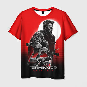 Мужская футболка 3D с принтом Terminator: Dark Fate в Курске, 100% полиэфир | прямой крой, круглый вырез горловины, длина до линии бедер | Тематика изображения на принте: dark fate | sarah j. connor | t 800 | terminator | восстание машин | киборг | сара коннор | темные судьбы | терминатор