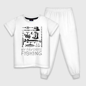 Детская пижама хлопок с принтом Моя любимая рыбалка в Курске, 100% хлопок |  брюки и футболка прямого кроя, без карманов, на брюках мягкая резинка на поясе и по низу штанин
 | cap | coil | fishing | fishing line | float | hook | pike | spinning | spoon | trout | wellingtons | блесна | катушка | крючок | леска | поплавок | рыбалка | сапоги | спиннинг | форель | шляпа | щука