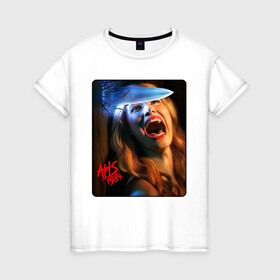 Женская футболка хлопок с принтом American Horror Story в Курске, 100% хлопок | прямой крой, круглый вырез горловины, длина до линии бедер, слегка спущенное плечо | Тематика изображения на принте: 1984 | ahs | american horror story | американская история ужасов