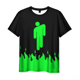 Мужская футболка 3D с принтом BILLIE EILISH в Курске, 100% полиэфир | прямой крой, круглый вырез горловины, длина до линии бедер | be | billie | billie eilish | blohsh | билли | билли айлиш