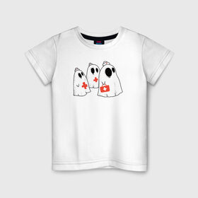 Детская футболка хлопок с принтом Мед Призраки в Курске, 100% хлопок | круглый вырез горловины, полуприлегающий силуэт, длина до линии бедер | doctor | halloween | health | nurse | доктор | медбрат | медсестра | привидение | призрак | хеллоуин | хэллоуин