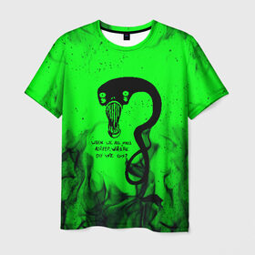 Мужская футболка 3D с принтом BILLIE EILISH - GHOUL в Курске, 100% полиэфир | прямой крой, круглый вырез горловины, длина до линии бедер | be | billie | billie eilish | blohsh | ghoul | билли | билли айлиш