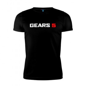Мужская футболка премиум с принтом GEARS 5 в Курске, 92% хлопок, 8% лайкра | приталенный силуэт, круглый вырез ворота, длина до линии бедра, короткий рукав | gears | gears 5 | gears of war | gears of war 5 | шестерёнки