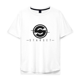 Мужская футболка хлопок Oversize с принтом Starset Logo Black в Курске, 100% хлопок | свободный крой, круглый ворот, “спинка” длиннее передней части | logo | rock | starset | лого | рок | старсет