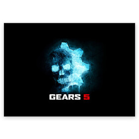 Поздравительная открытка с принтом GEARS 5 в Курске, 100% бумага | плотность бумаги 280 г/м2, матовая, на обратной стороне линовка и место для марки
 | game | games | gears | gears 5 | gears of war | logo | shooter | symbol | war | боевик | вар | войны | гирс | гирс 5 | гирс оф вар | игра | игры | лого | логотип | символ | шестерни | шутер