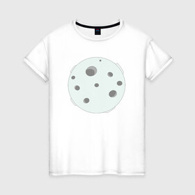 Женская футболка хлопок с принтом луна в Курске, 100% хлопок | прямой крой, круглый вырез горловины, длина до линии бедер, слегка спущенное плечо | космос | кратер | луна | планета | спутник