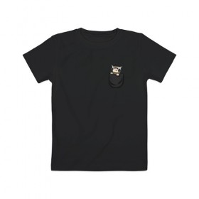 Детская футболка хлопок с принтом Енот в кармане в Курске, 100% хлопок | круглый вырез горловины, полуприлегающий силуэт, длина до линии бедер | Тематика изображения на принте: raccoon | енот | карман