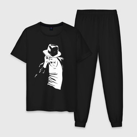 Мужская пижама хлопок с принтом Майкл Джексон в Курске, 100% хлопок | брюки и футболка прямого кроя, без карманов, на брюках мягкая резинка на поясе и по низу штанин
 | Тематика изображения на принте: michael jackson | артист | майкл джексон | музыка | поп | рок