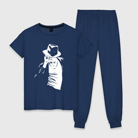 Женская пижама хлопок с принтом Майкл Джексон в Курске, 100% хлопок | брюки и футболка прямого кроя, без карманов, на брюках мягкая резинка на поясе и по низу штанин | michael jackson | артист | майкл джексон | музыка | поп | рок