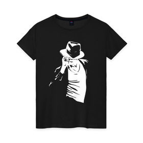 Женская футболка хлопок с принтом Майкл Джексон в Курске, 100% хлопок | прямой крой, круглый вырез горловины, длина до линии бедер, слегка спущенное плечо | michael jackson | артист | майкл джексон | музыка | поп | рок