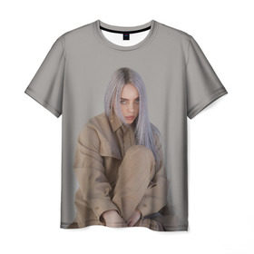 Мужская футболка 3D с принтом BILLIE EILISH в Курске, 100% полиэфир | прямой крой, круглый вырез горловины, длина до линии бедер | bilie | billi | billie | eilish | eillish | elish | ellish | айлиш | алиш | били | билли | эйлиш | элиш