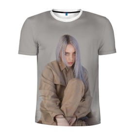 Мужская футболка 3D спортивная с принтом BILLIE EILISH в Курске, 100% полиэстер с улучшенными характеристиками | приталенный силуэт, круглая горловина, широкие плечи, сужается к линии бедра | bilie | billi | billie | eilish | eillish | elish | ellish | айлиш | алиш | били | билли | эйлиш | элиш