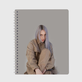 Тетрадь с принтом BILLIE EILISH в Курске, 100% бумага | 48 листов, плотность листов — 60 г/м2, плотность картонной обложки — 250 г/м2. Листы скреплены сбоку удобной пружинной спиралью. Уголки страниц и обложки скругленные. Цвет линий — светло-серый
 | bilie | billi | billie | eilish | eillish | elish | ellish | айлиш | алиш | били | билли | эйлиш | элиш