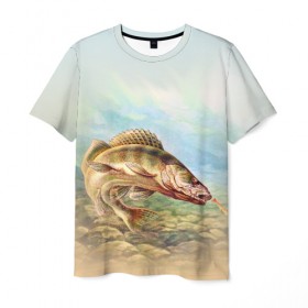 Мужская футболка 3D с принтом Рыба в Курске, 100% полиэфир | прямой крой, круглый вырез горловины, длина до линии бедер | рыба | рыбак | рыбалка | снасти | увлечение | улов | хобби