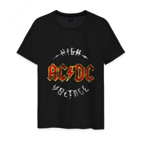 Мужская футболка хлопок с принтом AC/DC в Курске, 100% хлопок | прямой крой, круглый вырез горловины, длина до линии бедер, слегка спущенное плечо. | Тематика изображения на принте: ac | ac dc | ac dc группа | ac dc лучшее | rock | rock n roll | блюз рок | иси диси | хард рок