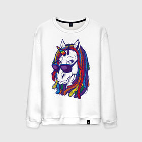 Мужской свитшот хлопок с принтом RastaUnicorn в Курске, 100% хлопок |  | color | dreads | glases | unicorn | дреды | единорог | конь | лошадь | очки | рог | уши | цветной